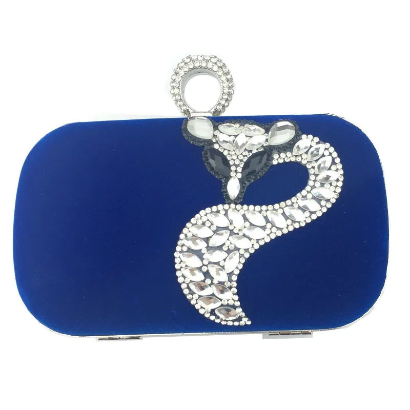 New Diamond Velour Evening Bags Fox Pattern Day Clutch Wallets Women HandBags