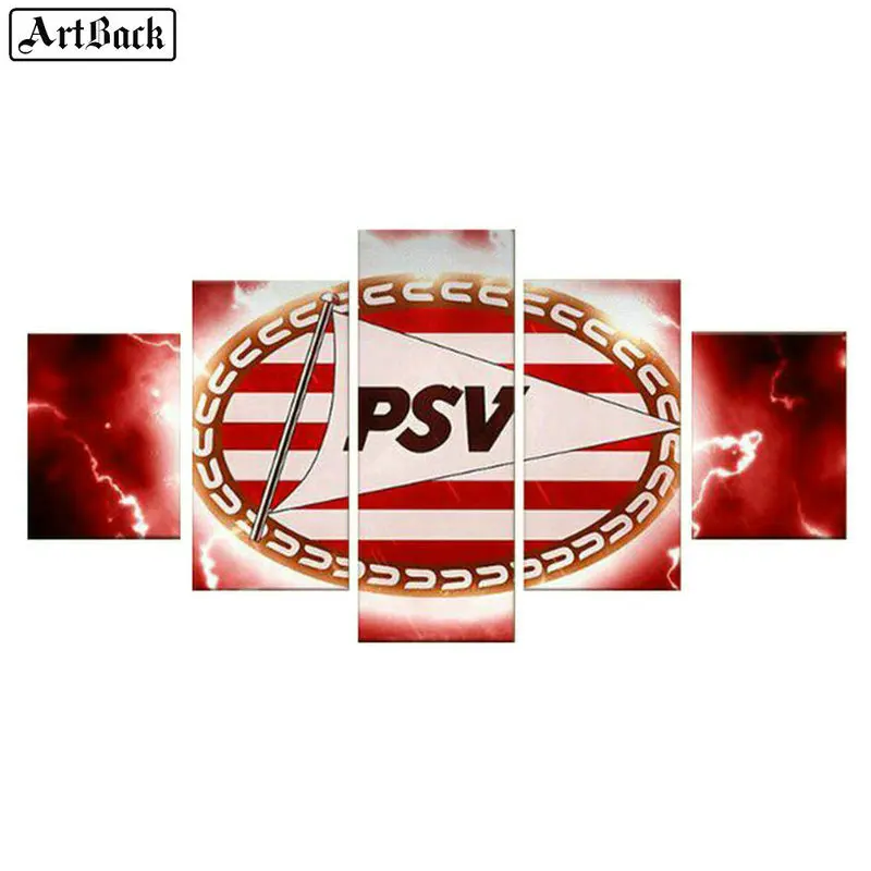 

5 spell diamond painting psv icon full square diamond mosaic Dutch football badge 3d round embroidery wall sticker