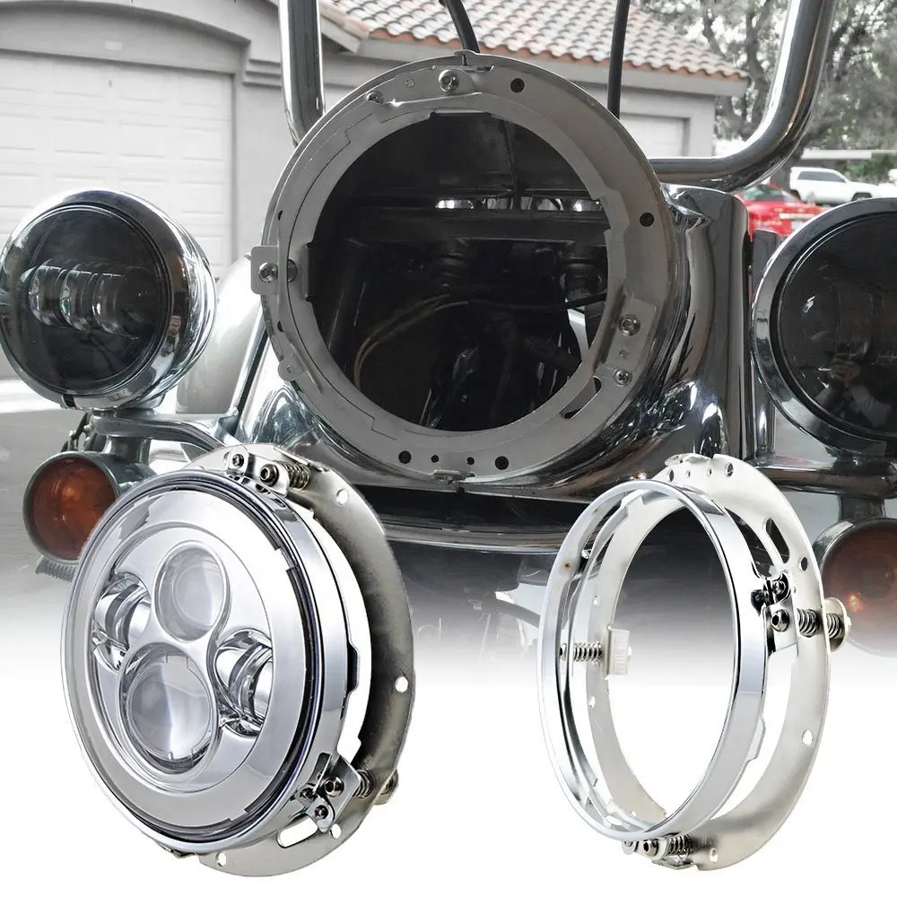 7 Inch Round LED Headlight Extension Mounting Brackets Ring For Harley