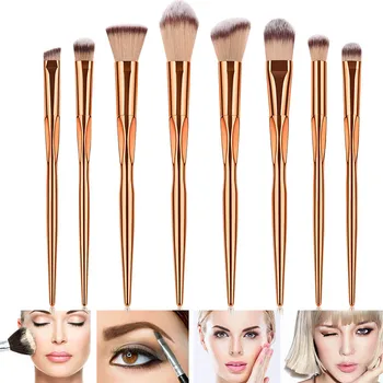 

Hot sale 8Pcs/Set Metal Makeup Brushes Kit Face Foundation Eyeshadow Blush Brushes Tools