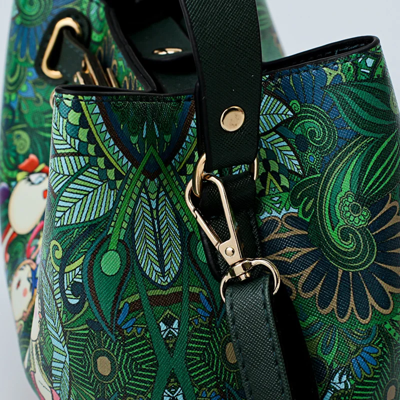 Модная Повседневная Дизайнерская Женская мультяшная сумка с замком, Высококачественная женская сумка через плечо из искусственной кожи, Женская милая сумка с мультяшным принтом