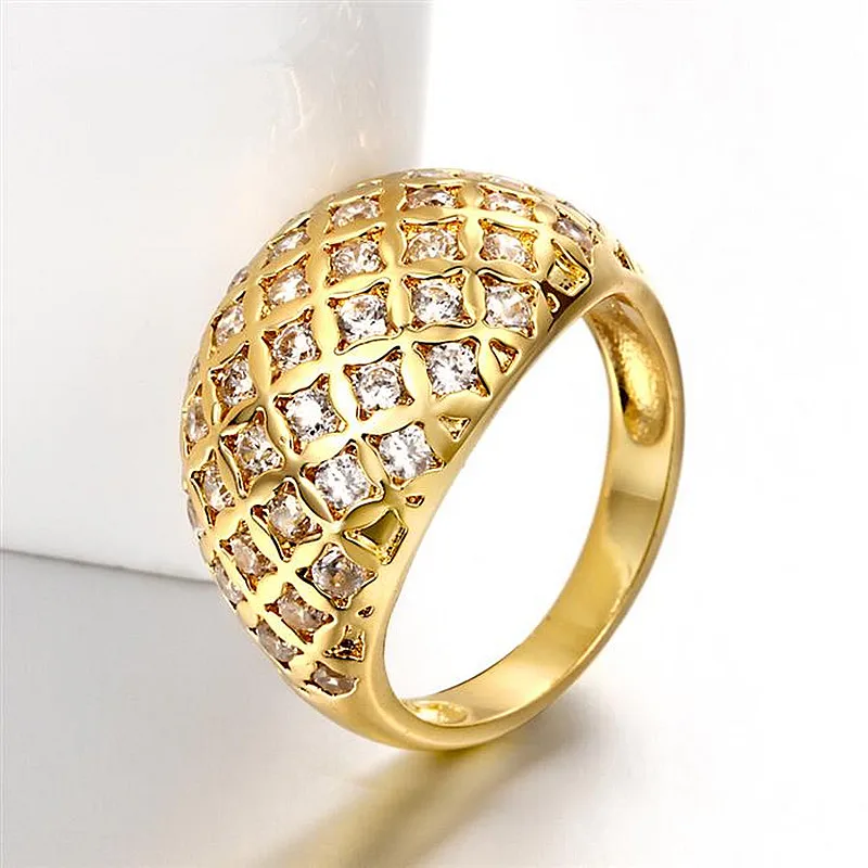 Fashion Big Cocktail Rings Gold Color Rings for Women Engagement