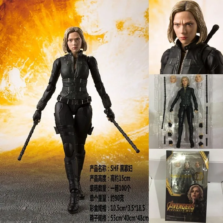 

15CM 1/6 Scale Avengers Anime Figure SHF Black Widow Dolls Super Hero Action Figure Resin Statue Bust Model Decoration Toy Ver