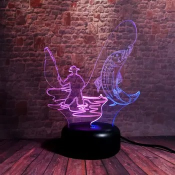 

Fisher Model 3D Nightlight Visual Illusion LED Mixed Color Light Desk Lamp Fishing Sport Figure Toys