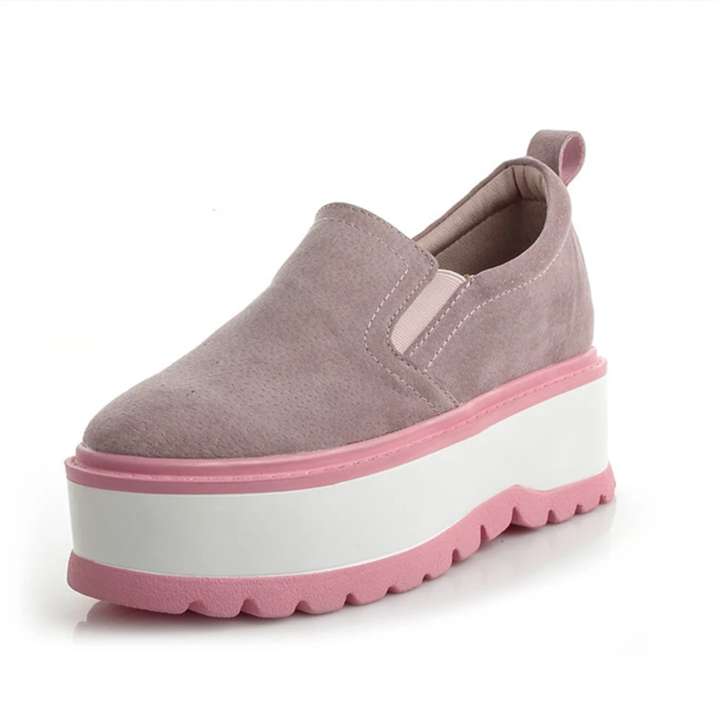 

2018 autumn new fashion simple thick bottom leather platform casual shoes women retro trend flat shoes.