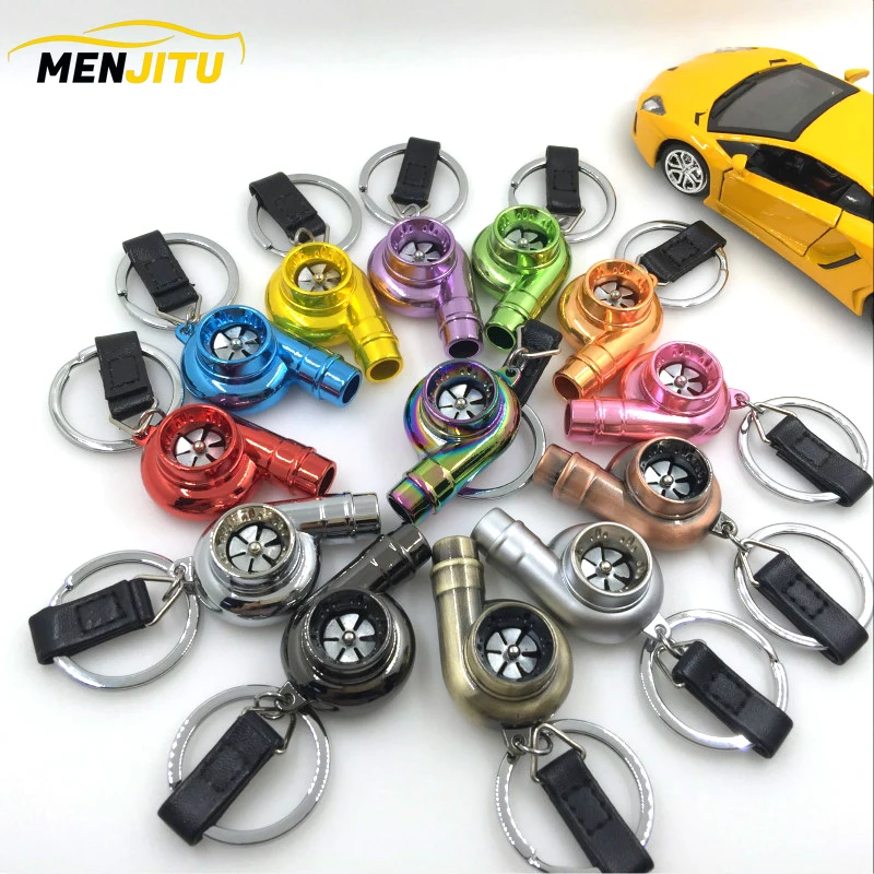 

Car metal Key Chain Sound Turbo Key chain Sleeve Bearing Spinning Auto Part Model Turbine Turbo charger Ring Key Turbo Key ring