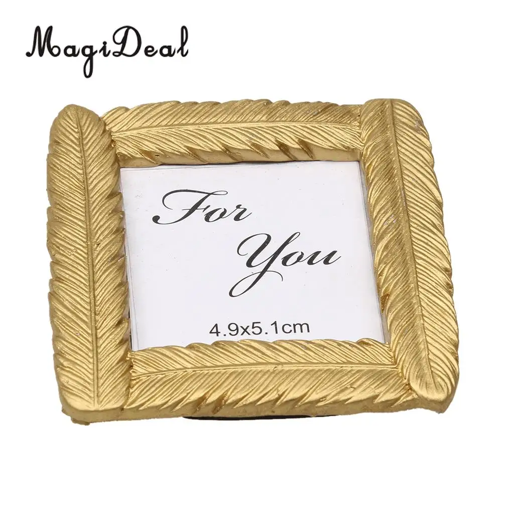 MagiDeal Novelty Gold Feather Small Photo Frame with Back Stand  Favor For Wedding Party Birthday Baby Shower