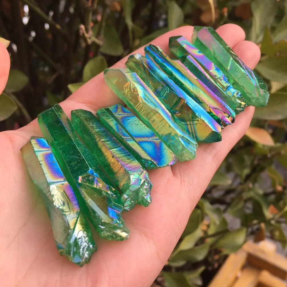 

100g Natural Rock Quartz Points Electroplating Colorful Crystal Points Reiki