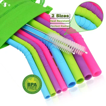 

WALFOS 5 pieces/Set Reusable Silicone Straws Set Extra Long Flexible Straws Bar accessories