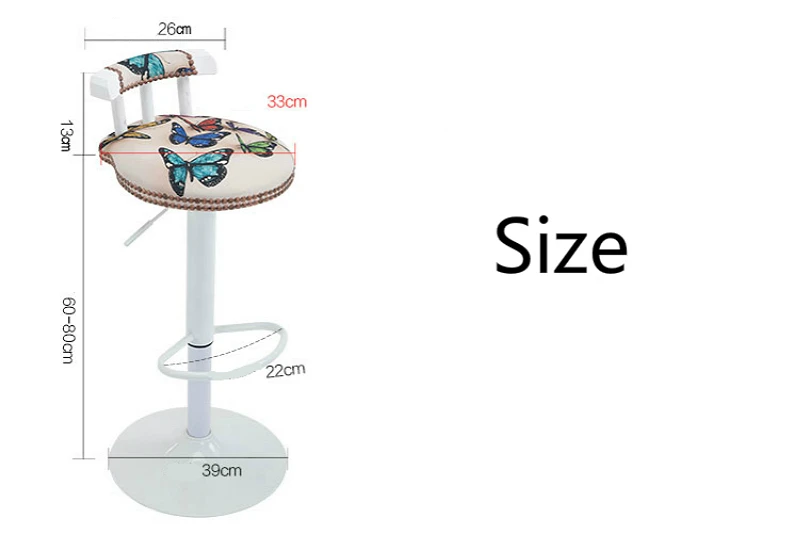 PU Seat Rotated Bar Chair with Backrest Household Lifted Simple Multi-function Leisure High Stool Creative Printing Bar Stool PU Seat Rotated Bar Chair with Backrest Household Lifted Simple Multi-function Leisure High Stool Creative Printing Bar Stool
