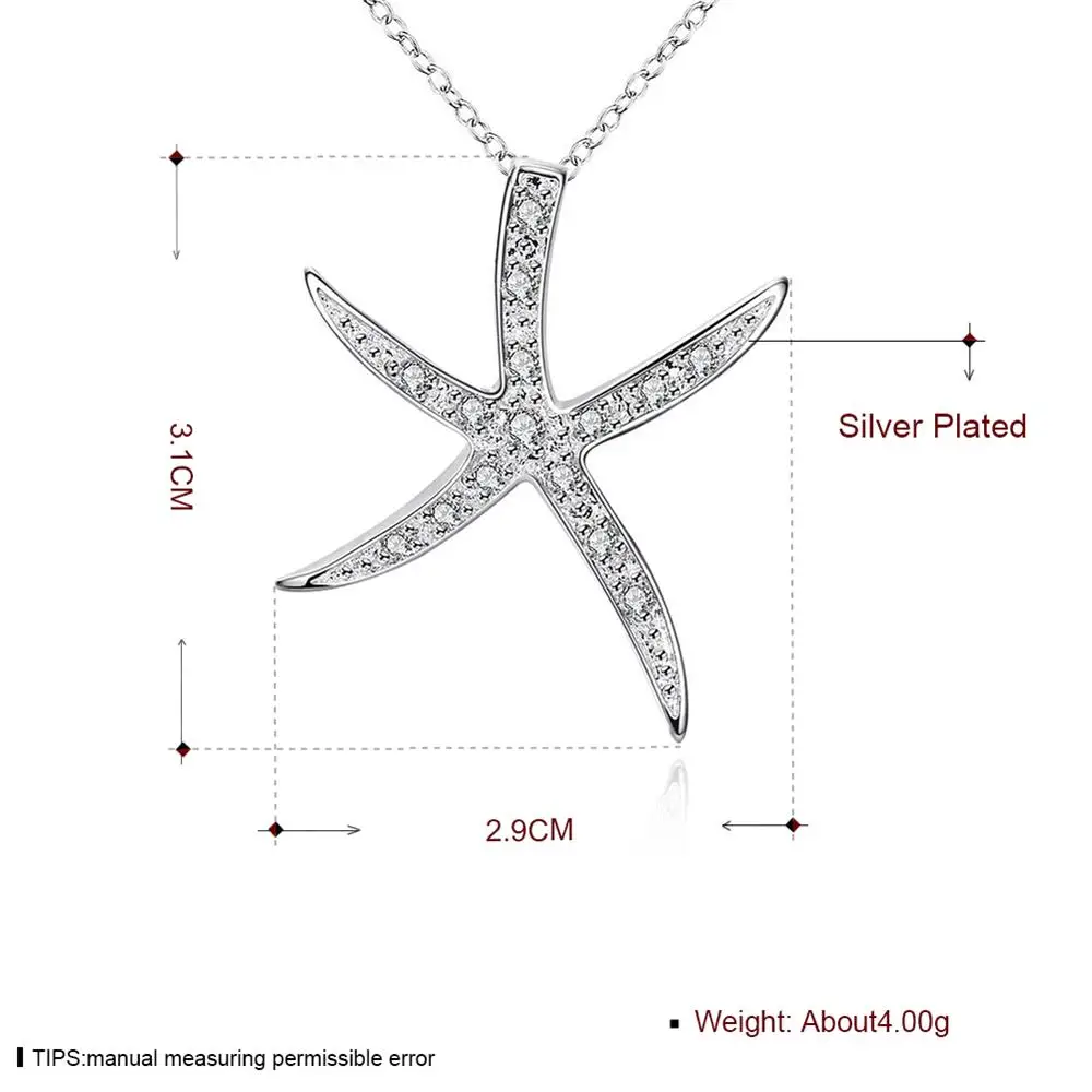 Посеребренное ожерелье Морская звезда Подвеска цепочка-змейка с кристаллами модные горячие ювелирные изделия Морская звезда женские ювелирные изделия Colar Prata