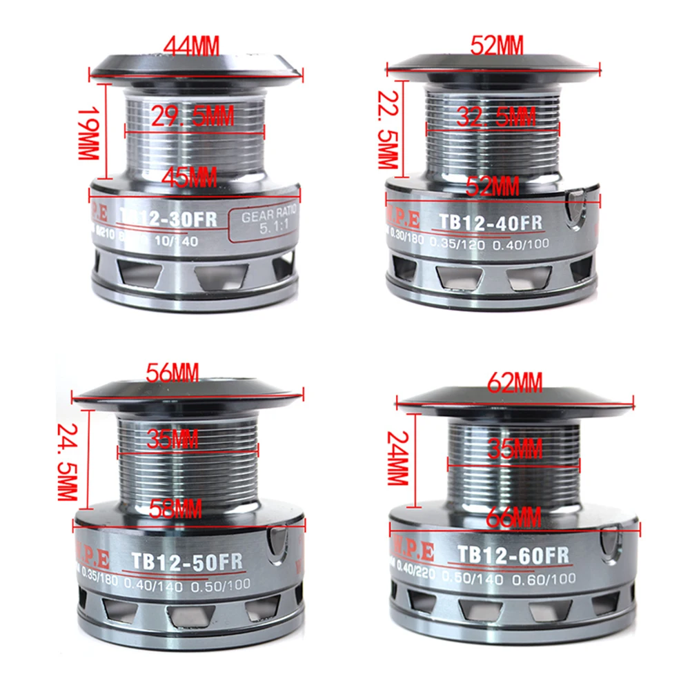 Billige W.P.E TB 12 30FR 40FR 50FR 60FR Spinning Reel 9 + 1 BBs Vorne und Hinten drag System Süßwasser Karpfen angeln reel Fishing Tackle