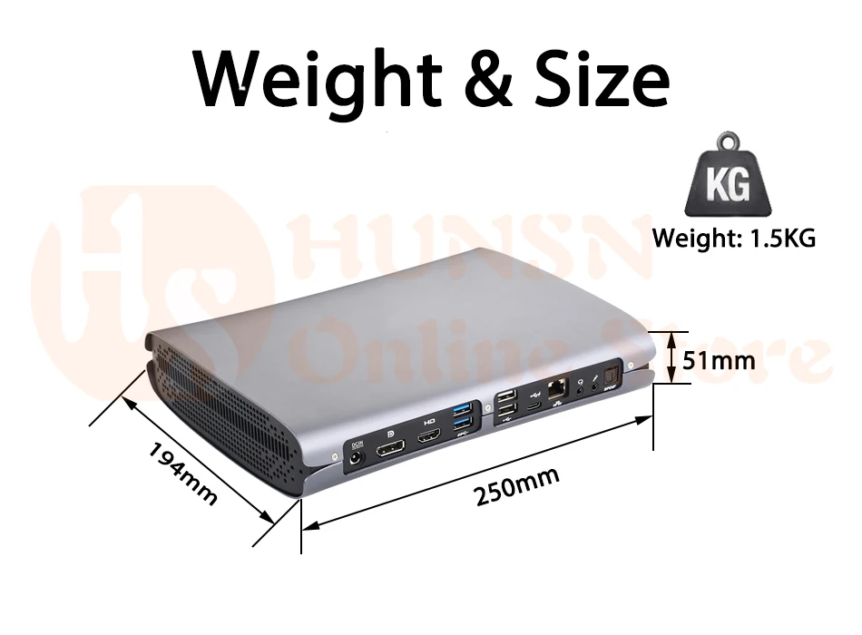 Fanless Mini PC I5 6300HQ I7 6700HQ HUNSN BA01 (02)