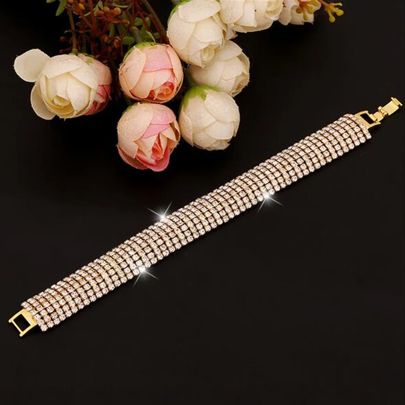 Мода 1 шт женский популярный Золотой Серебристый сплав кристалл браслет ювелирные изделия подарок