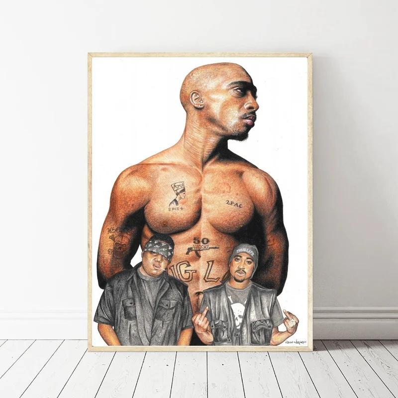 2Pac & Biggi Rapper Art Canvas Poster Prints Home Wall Decor Painting