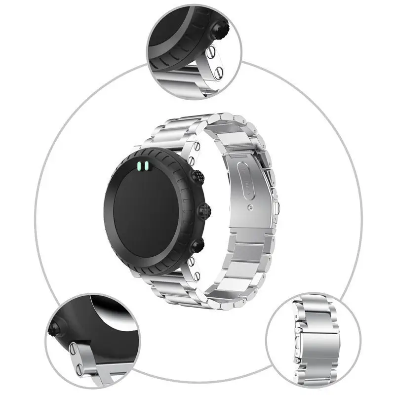 Replacemet нержавеющая сталь классический браслет часы ремешок и инструменты для Suunto Core все черные спортивные часы
