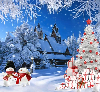

10X10ft thin vinyl photography Elk snow pine tree backgrounds christmas backdrop for Photo studio CM-6411