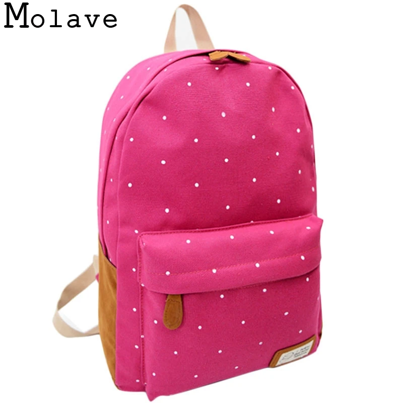 New Arrivals Women Polka Dot Canvas Backpack Ladies Fashion School Bag Female Lovely La Mochila ...