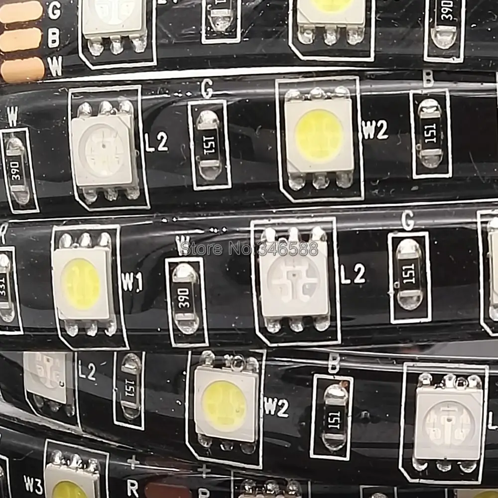 Бесплатная доставка DHL 100 м/лот 60 светодиодов/м 12 В 5050 RGBW полоса черный PCB RGB + белый