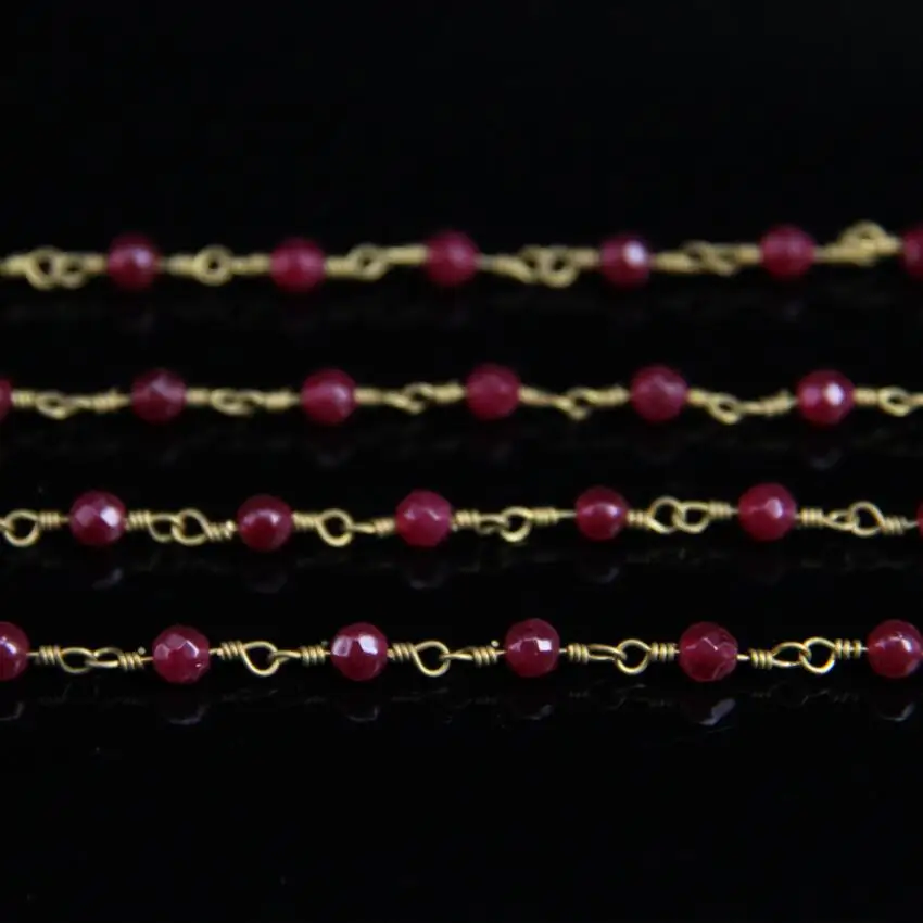 4 мм цвет красного вина Ясперс ограненные драгоценные камни Круглый бисер Розария цепи, провода, завернутые Малайзии нефриты латунь цепи
