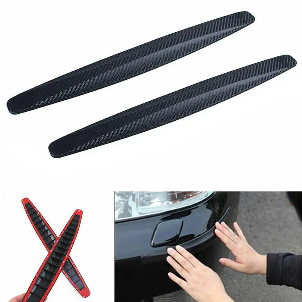 2Pcs Carbon Fiber Texture Car SUV Bumper Edge Guard Strip Anti-rub Protector