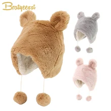 

Cute Winter Baby Hat for Girls Boys Faux Fur Bonnet Enfant Winter Hats for Kids Cartoon Baby Cap Toddler Accessories 4 Colors