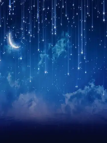 custom vinyl cloth nice night sky blue moon stars wallpaper