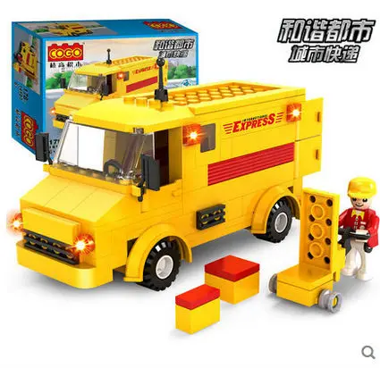

COGO 4104 Transport Express Car model 178pcs Building Block Sets Educational DIY Bricks Toys
