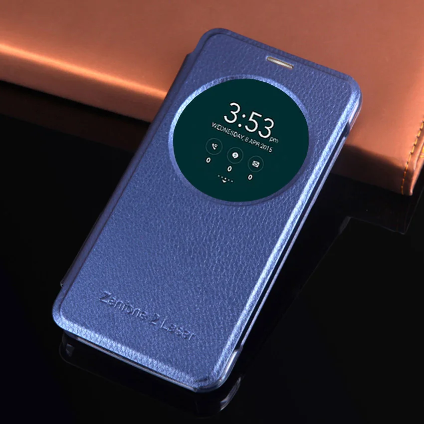 스마트 원 뷰 케이스 아수스 Zenfone 2 레이저 ZE500KL ZE500KG 5.0 "자동 수면 웨이크 기능 플립 커버 가죽 쉘