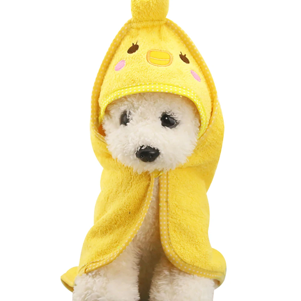 Мягкая шляпа для собак, кошек, халат с изображением животных, банное полотенце для щенков, душ, моющиеся принадлежности для собак, шапочка для домашних животных, одежда для средних и маленьких собак S/M/L - Цвет: Цвет: желтый