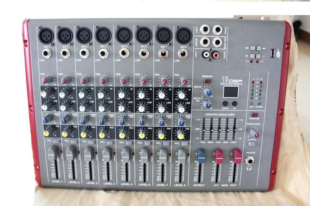 Профессиональный аудио Dj миксер 8 каналов Usb 4 Mono консоль 16dsp 48 В Phantom Power