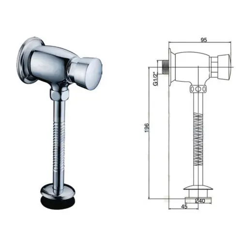 Toilet Urinal Flush Valve Brass Button Type Manual Delay Automatic Shutoff Valve 11 190