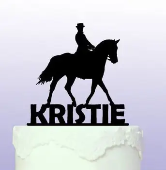 

Personalised name Dressage Horse cowboy Acrylic birthday cake toppers wedding bridal baby shower Baptism party decorations