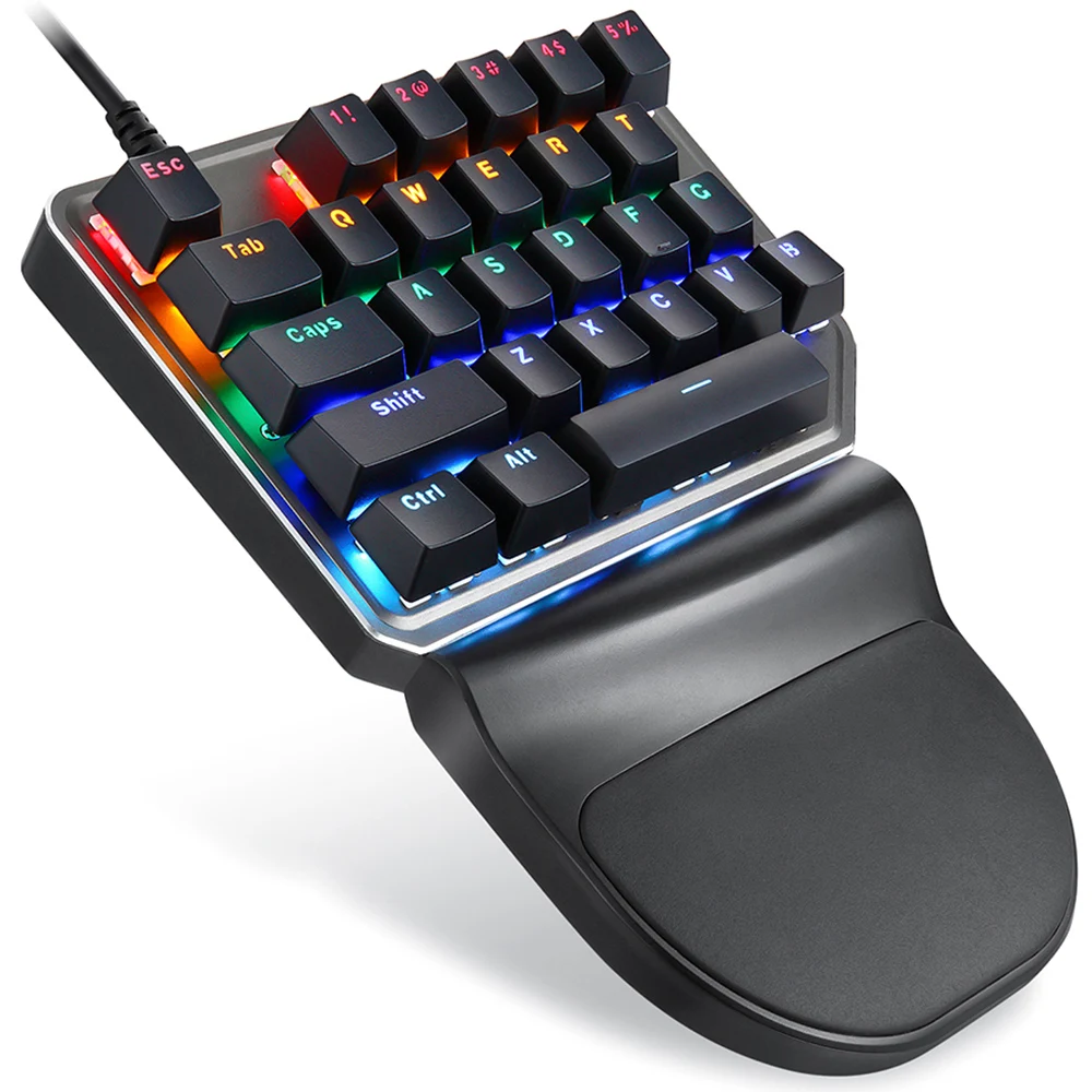 

New Motospeed K27 Singlehanded Blue Switch 9 Colors Backlight Black Hand Rest with USB Wired Mechanical Keyboard