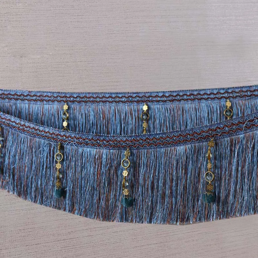 

12 meters 16cm European Pearl Beads Tassel Fringe Pompoms Trim Lace Tassel Polyester Ribbon Latin Curtain Fringes for Sewing
