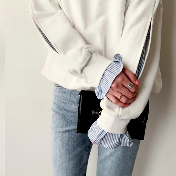 Casual Broadcloth Full Regular Solid Pullovers Lantern Sleeve O-neck Hoodies & Sweatshirts Casual Broadcloth Full Regular Solid Pullovers Lantern Sleeve O-neck Hoodies & Sweatshirts