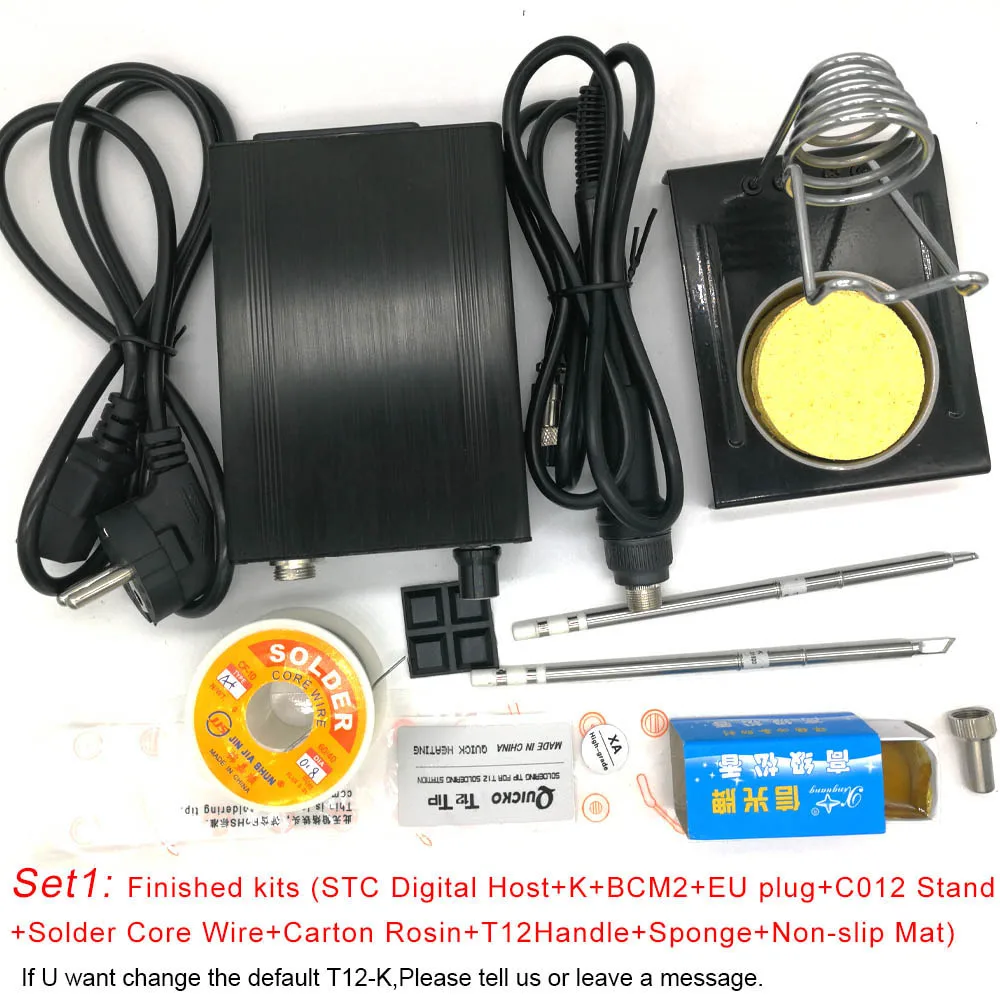 US $44.16 Quicko 2019 New Stc Digital Soldering Iron StationT12 HandleT12KBcm2Iron StandSolder Core WireCarton RosinSponge Kits