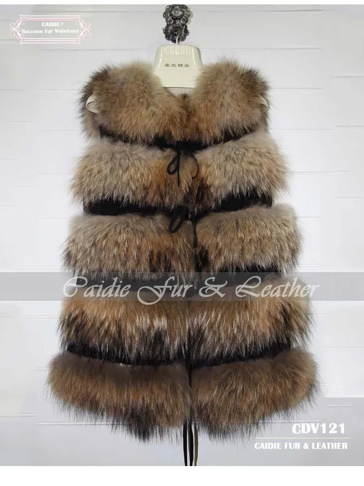 Hspl 2017 хит продаж Самая модная Натуральная енота Мех животных жилет для Для женщин зимой