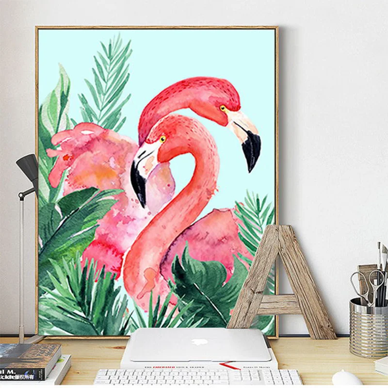 

Full 5D Diy Daimond Painting Cross-stitch "Flamingo couple" 3D Diamond Mosaic Full Round Rhinestones Paintings Embroidery Decor