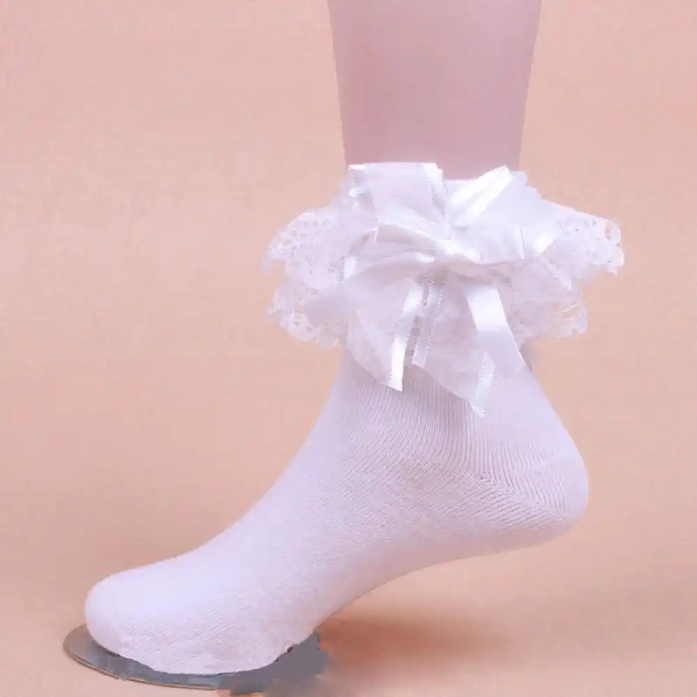 girls ivory frilly socks
