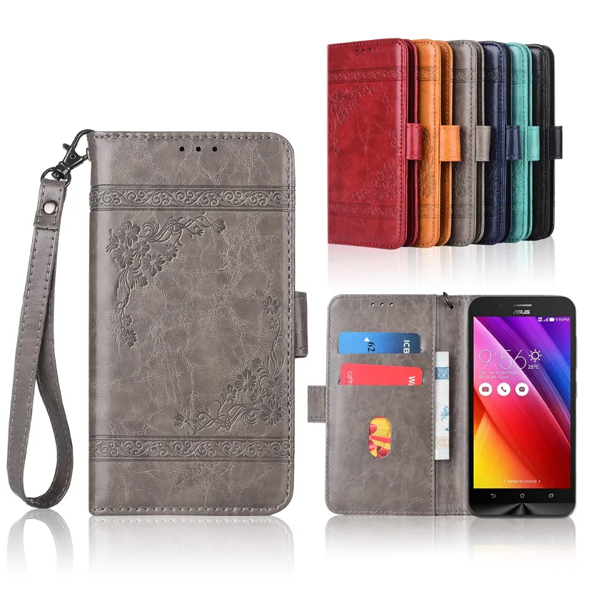

Wallet case for ASUS ZenFone Selfie ZD551KL Flip case with Strap,100% special PU leather embossing flower book case