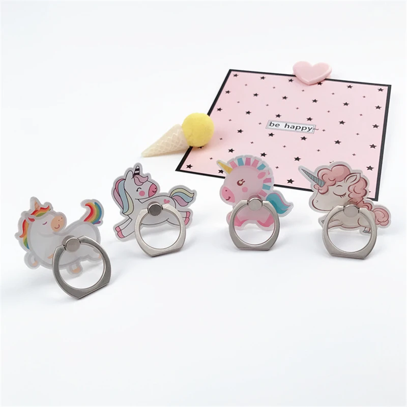 

TJHSZKL cartoon cute unicorn pattern universal metal ring bracket mobile phone holder 360 degree mobile phone ring bracket