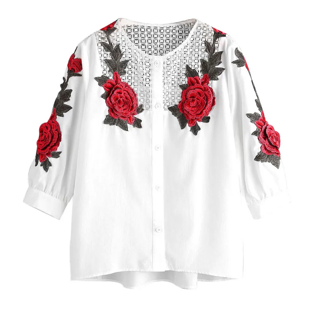 

Free Ostrich Luxury Women blouses Embroidered Shirt Casual Blouse Tops plus size blusas mujer de moda ropa femininas camisetas