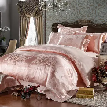 

Yarn Dyed Poly Cotton Girl Bedding Set Pink Floral Duvet Cover Set with 1 Flat Sheet and 2 Pillow Cases
