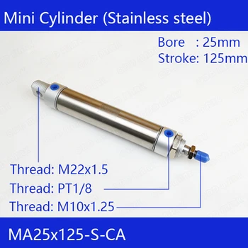 

MA25*125 Free shipping Pneumatic Stainless Air Cylinder 25MM Bore 125MM Stroke MA25X125-S-CA Double Action Mini Round Cylinders