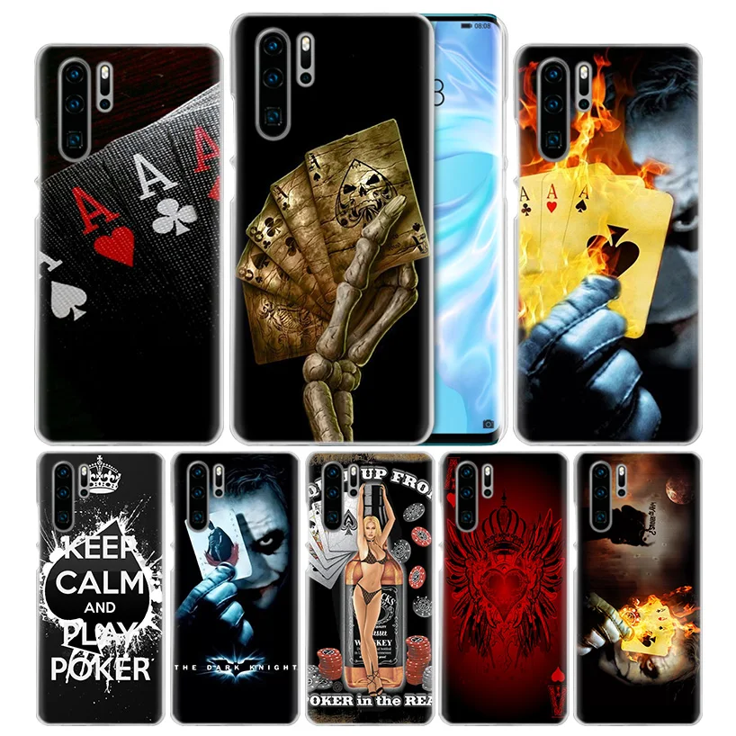 

Poker Joker Harley Case for Huawei P20 P30 P Smart 2019 Nova 4 3i P10 P9 P8 Mate 10 20 lite Pro Mini 2017 Hard PC Phone Cover