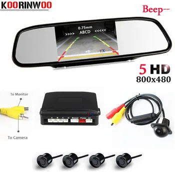 

Koorinwoo 5 TFT Mirror Monitor Parking Radar with CCD Rearview Camera bibi Sound Parking Sensor Assistance Security car-detector