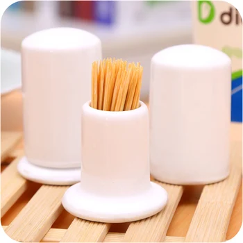 

Ceramic Toothpick Holder with Lid Creative Fashion White Storage Box Toothpick Bottle Barrel Toothpick Tank Hot Sale