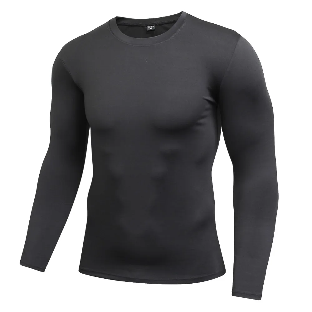 

2019 Quick Drying T Shirt Men Compression Long Sleeve O-Neck T Shirts Baselayer Body Under Shirt Tight Autumn Male Casual Tops
