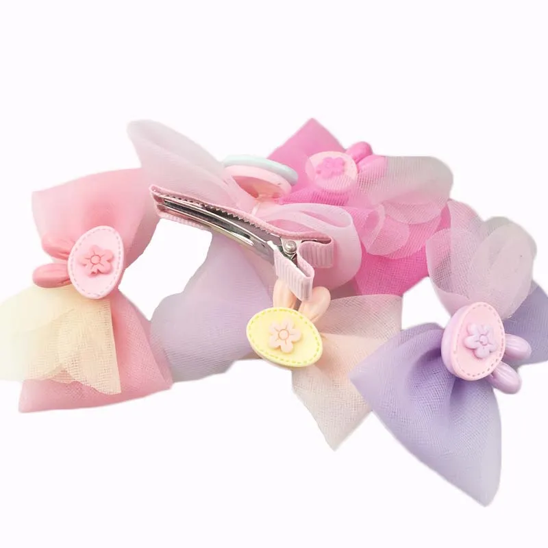 2PCS Cute bow hair barrette for kids girls hair clips bunny hairclip knot hairpin children